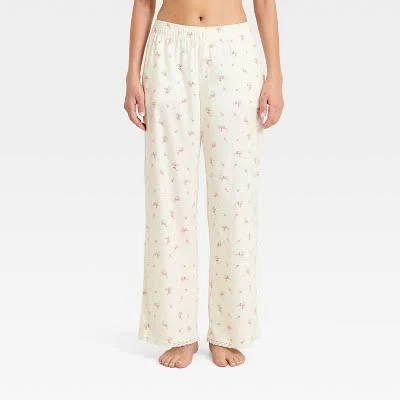 Wild Fable Women's Lace Trim Flannel Pajama Pants