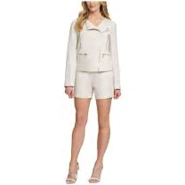 DKNY Women's Off-Centered Front Zip Moto Jacket