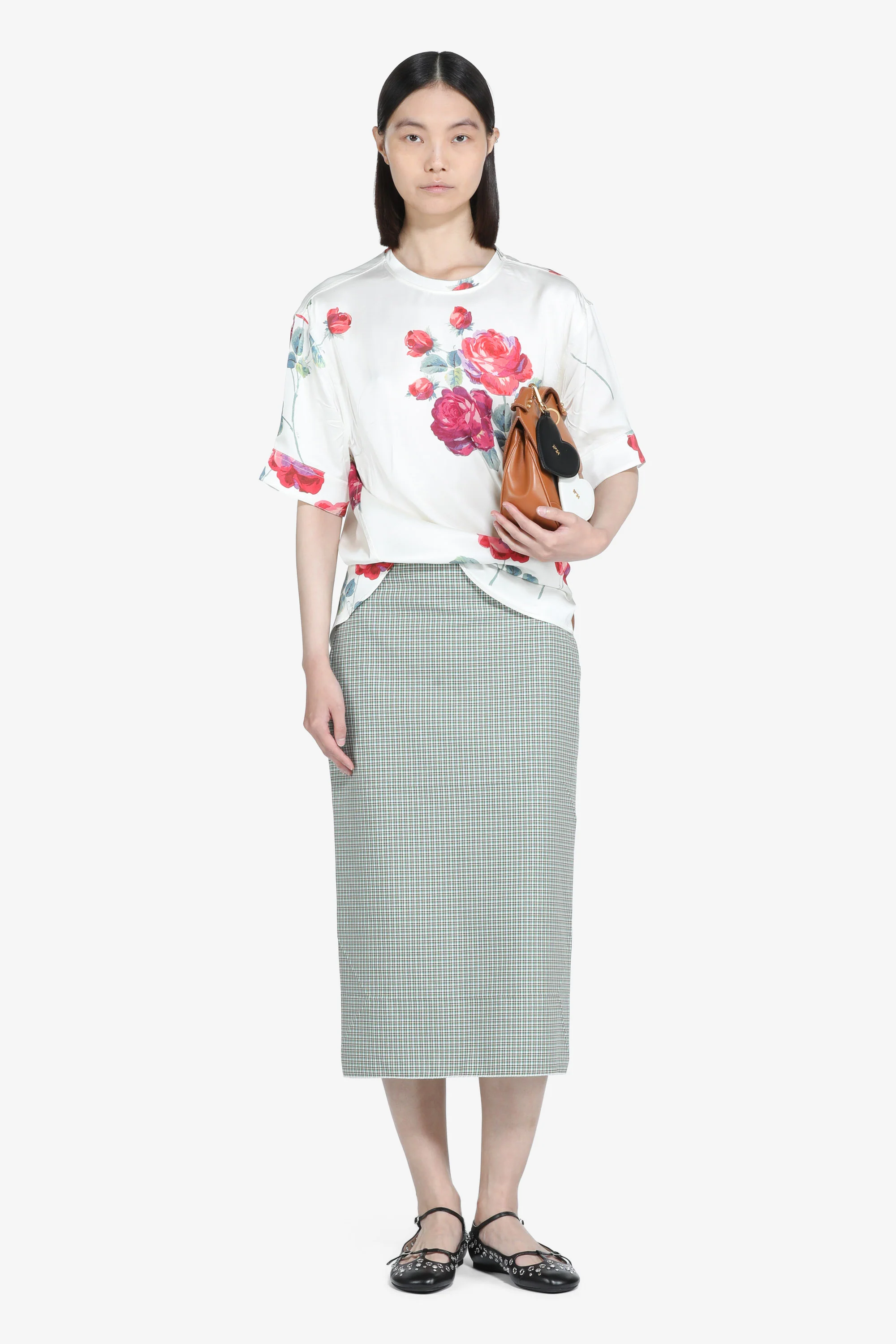 Pencil skirt with checked print