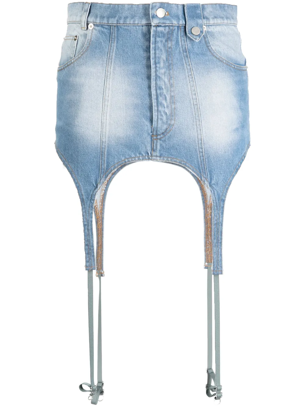 Garter Stonewashed Denim Skirt