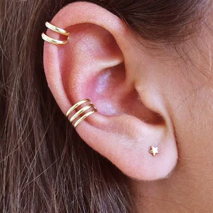 Minimalist Triple Band Ear Cuff Earrings
