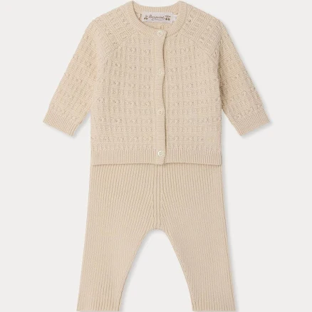 Bonpoint Liusto fancy knit set in organic cotton