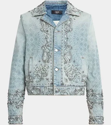 Amiri Men's Crystal Bandana Denim Jacket