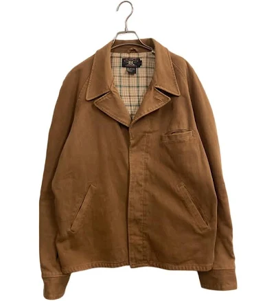 Vintage 90's RRL Ralph Lauren Cotton Twill Jacket Brown Plaid Men's Size L