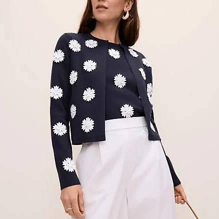 Ann Taylor Women's Floral Appliqué Cardigan
