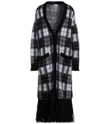 Valentino Women's Fringe Check-Print Cardigan
