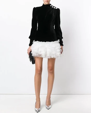 Alessandra Rich Black Velvet And Tulle Tutu Dress - Size 40 It Or Us 4