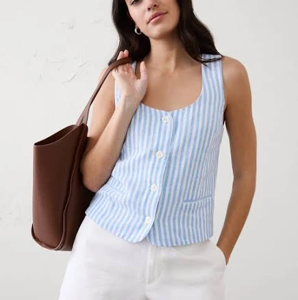 Women's Scoop-Neck Vest Light Blue Stripe Regular
