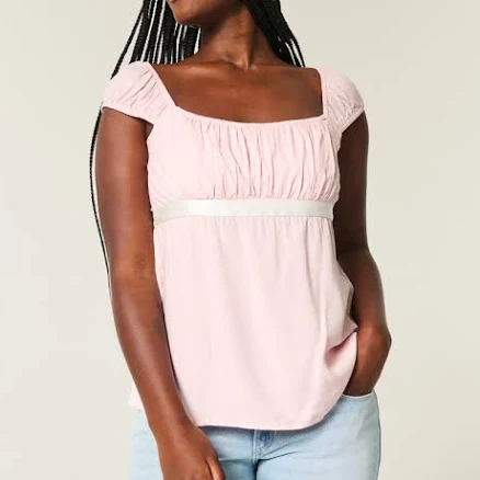 Hollister Women's Easy Satin Tie Babydoll Top