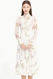 Flower Silk Chiffon Ribbon Blouse 3(l)