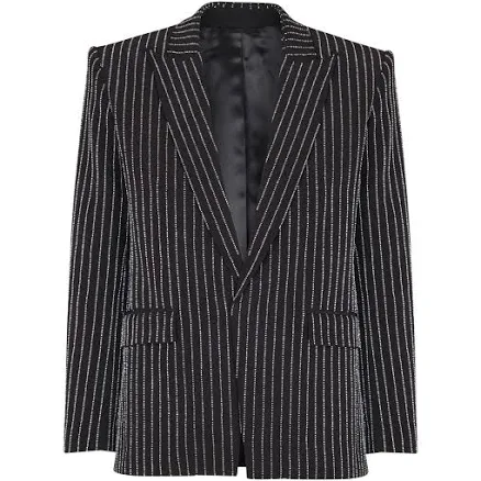 Balmain - crystal-striped single-button jacket - men - Viscose/Acetate/Viscose - 48 - Black