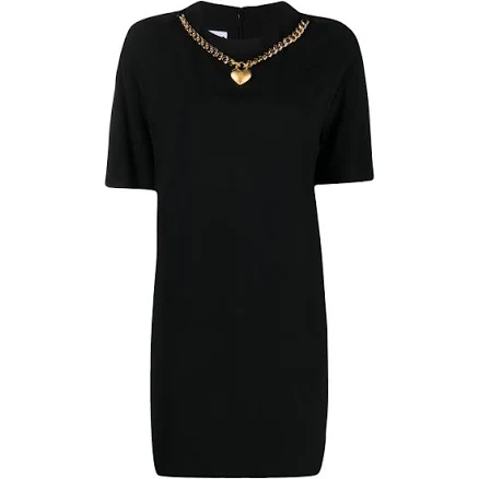 Moschino - heart-charm crepe minidress - women - Viscose/Acetate/Acetate/Silk - 40 - Black
