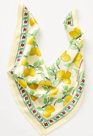 Elegancia Women's Tropical Citrus Bloom Silk Scarf
