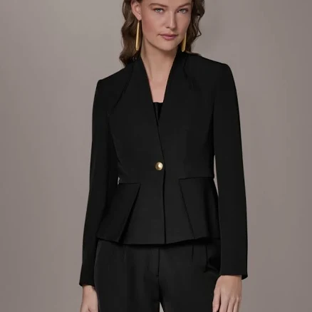 Donna Karan Women's Petite Collarless Cropped Jacket