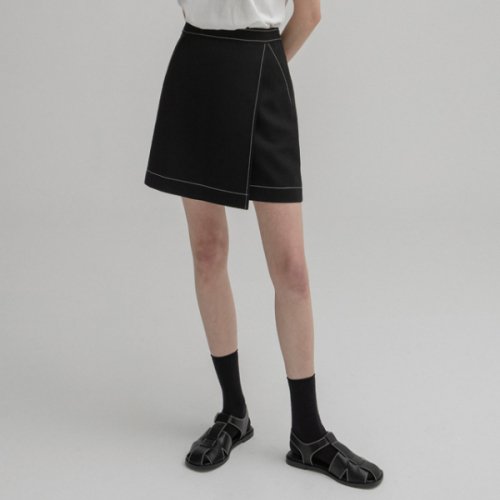 Stitch Wrap Mini Skirt