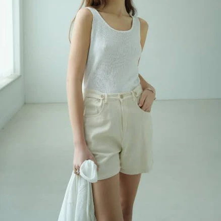 VLETI Linen Sleeveless Knit Cardigan