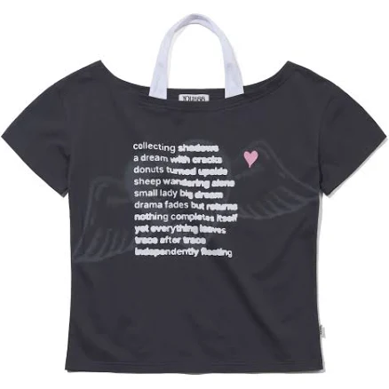 YOUHEE LETTERING HALTER NECK OFF-SHOULDER