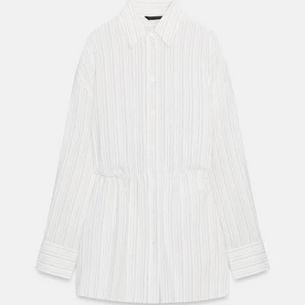 Zara Long Striped Belted Shirt