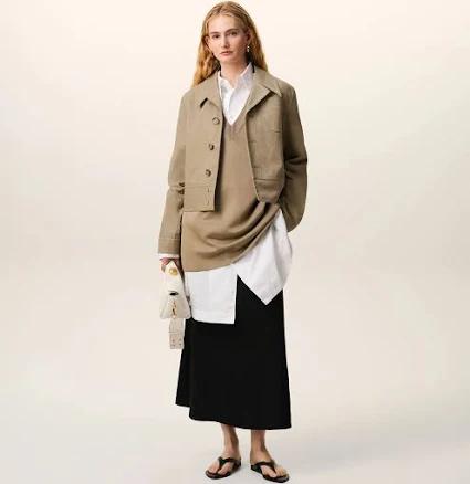 AMI PARIS Cropped Jacket in Beige XS