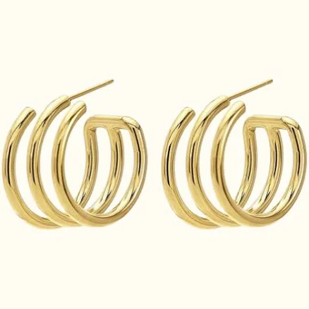 Triple Lined Hoop Earrings