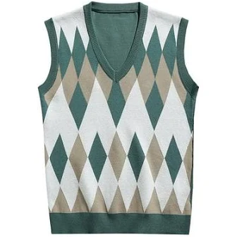 Women's Sleeveless Plaid V-Neck Sweater Vest