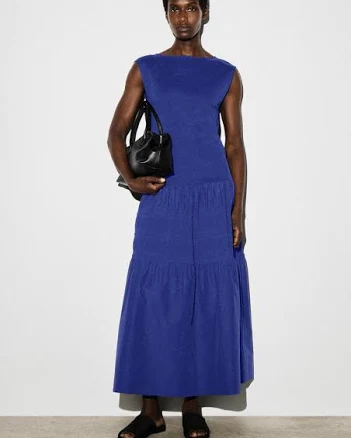 COS Women's Tiered Gathered Cotton Midi Dress