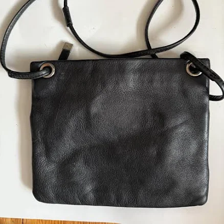 Margot small Black leather minimalist crossbody bag purse