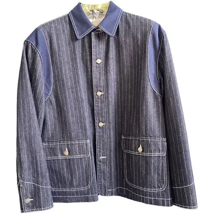 GUCCI Blue Pinstripe Denim Jacket Size 46 IT