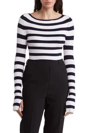 BY Design Amiri Stripe Boat Neck Sweater