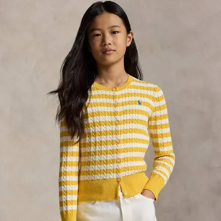 Polo Ralph Lauren Girls' Striped Cable-Knit Cardigan