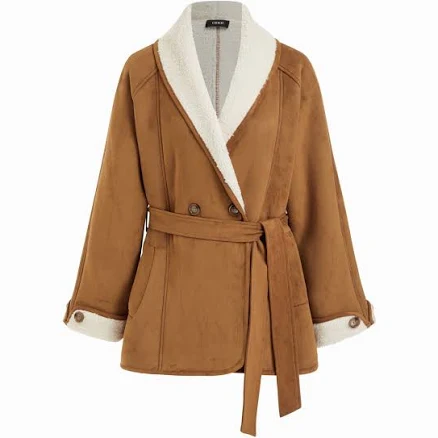 Faux Shearling Oversized Jacket with Belt