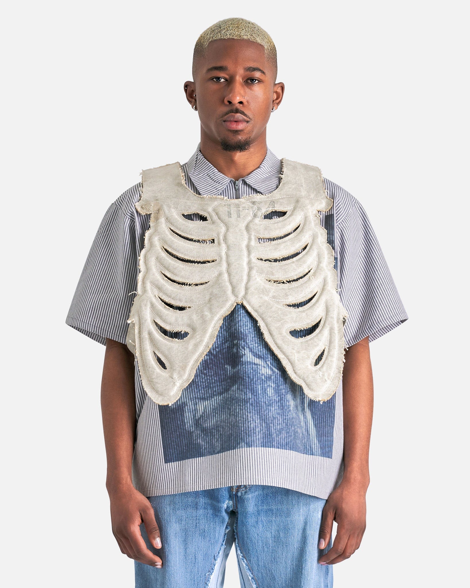 Ribcage Moto Vest in Beige
