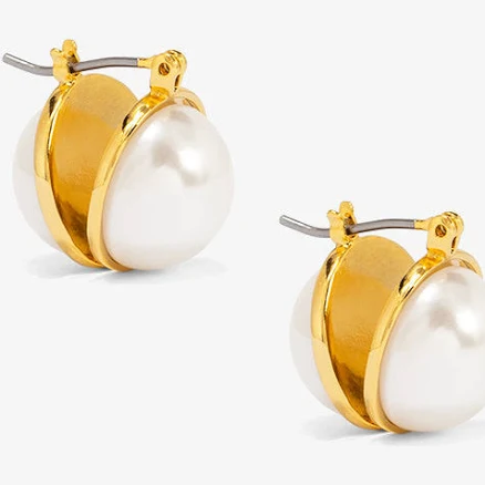 Double Side Half Pearl Hoop Earring
