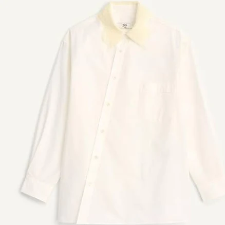 Zara Limited Edition Lace Collar Poplin Shirt