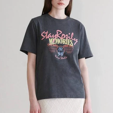 raive Vintage Print Pigment T-shirt in D/Grey Vw4Me050-13 Sh D_GREY_02M