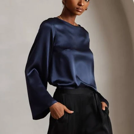 SilkSilky Women's Silk Bell Sleeve Blouse