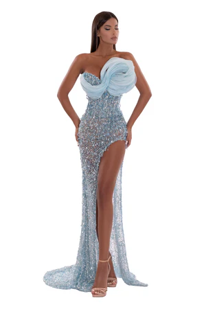 Blue Corset Design With One Slit
