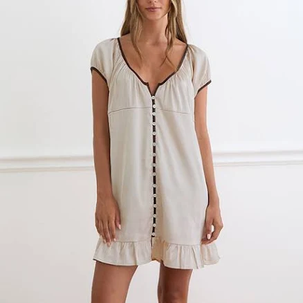 Rinari Satin Mini Dress with Buttons