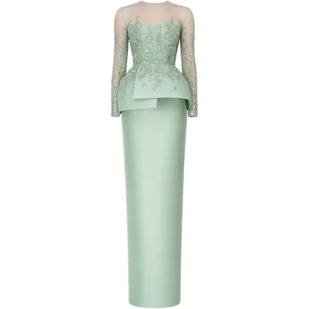 Rami Al Ali - bead-embellished tubino maxi dress - women - Fabric - M - Green