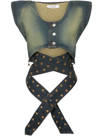 CANNARI CONCEPT Women's Wraparound Cropped Denim Vest