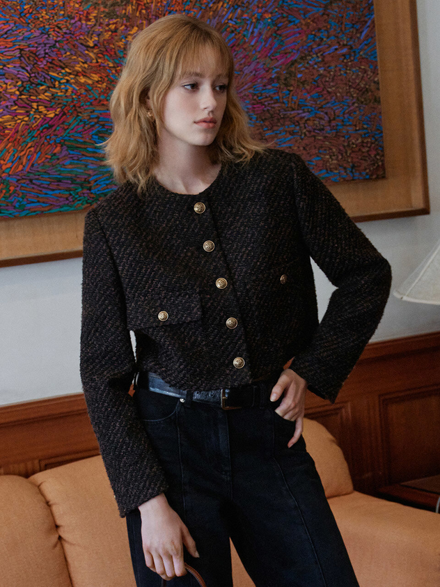 Two-tone Tweed Crop Jacket