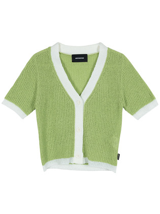 Green Color Block Knit Cardigan
