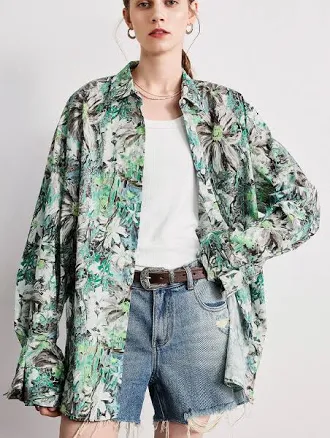 Oversized Cotton Button-Up Shirt