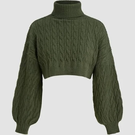 CIDER Women's Cable Knit Long Sleeve Turtleneck