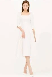 Wool Silk Square Neck Line Flare Dress 1 (s)