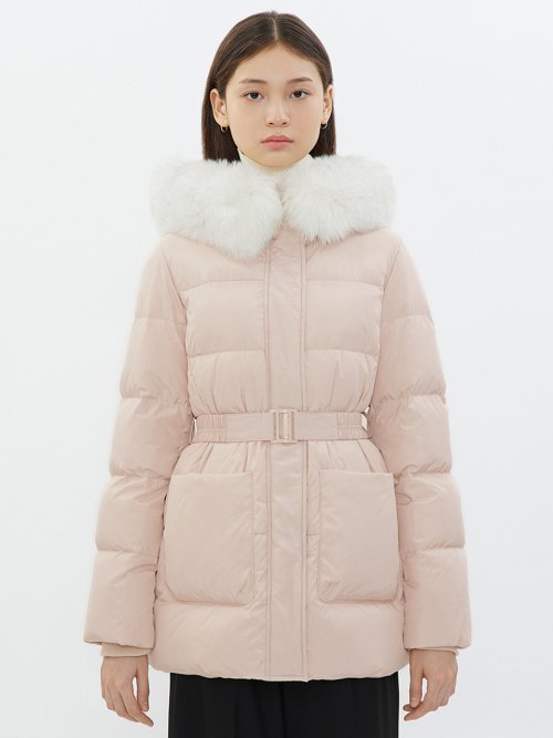 Belted Slim Duck Down Jumper