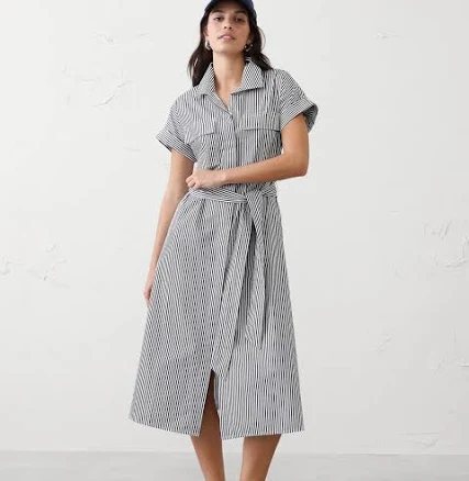 Poplin Utility Midi Shirtdress