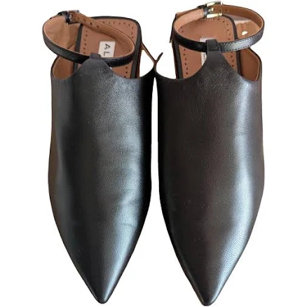 Alaïa Black Leather Pointed Toe Mules Size 37 EU