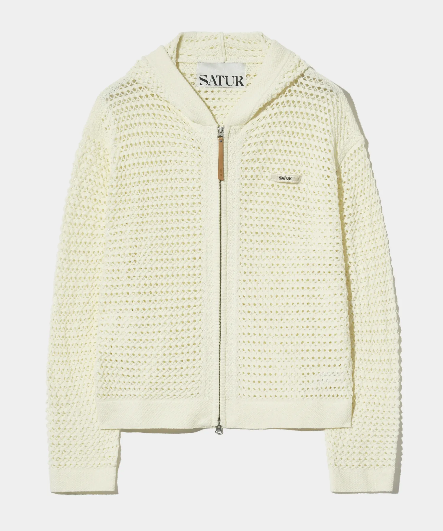 Weekend Summer Knit Hooded Zip-Up Cream Ivory
