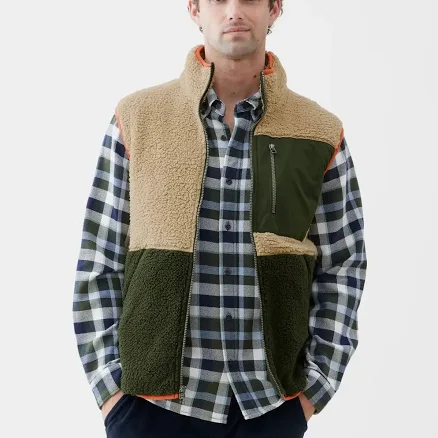 Color Block 3-Pocket Sherpa Vest